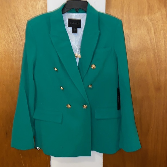 💚NWT Tahari Emerald Green Blazer w/Gold Buttons - Picture 2 of 8